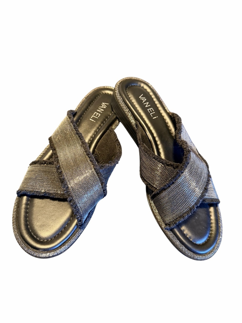 VANELi Bogie Slide Sandal-Metallic Charcoal Cross-Band Size 7M